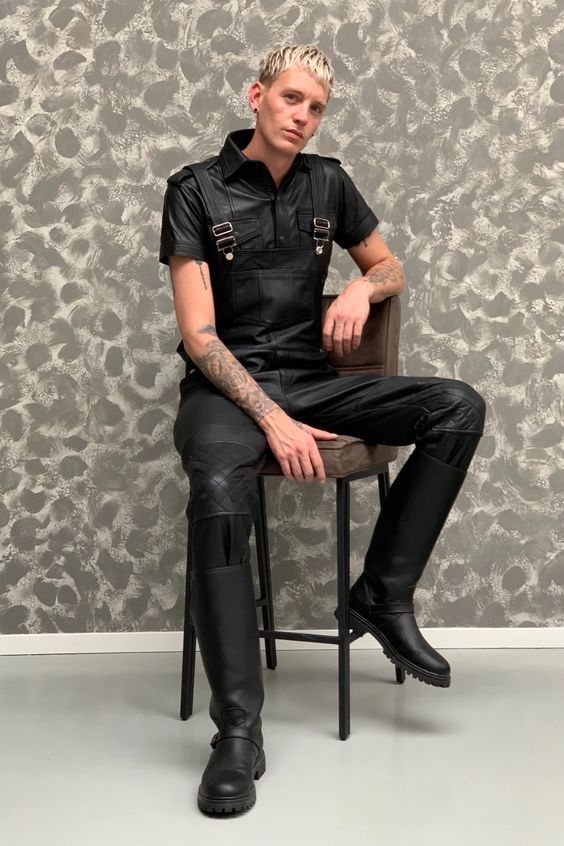 men leather overall