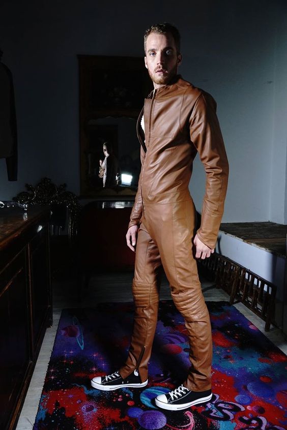 mens leather overalll