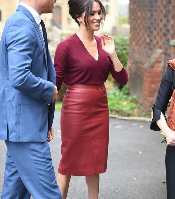 red leather skirt
