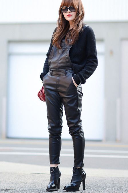overalls leather women