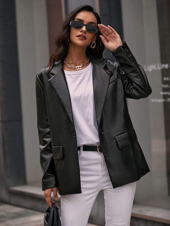 leather blazer for women