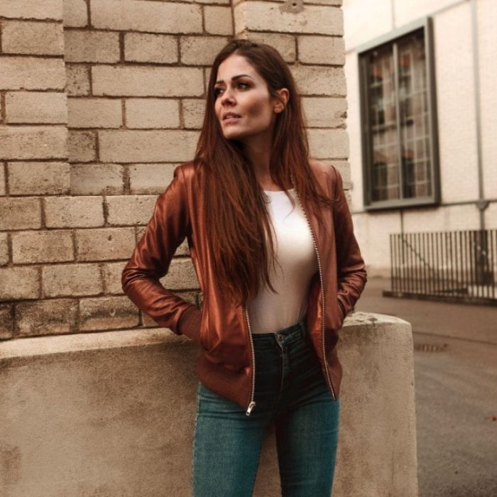 leather brown jacket women