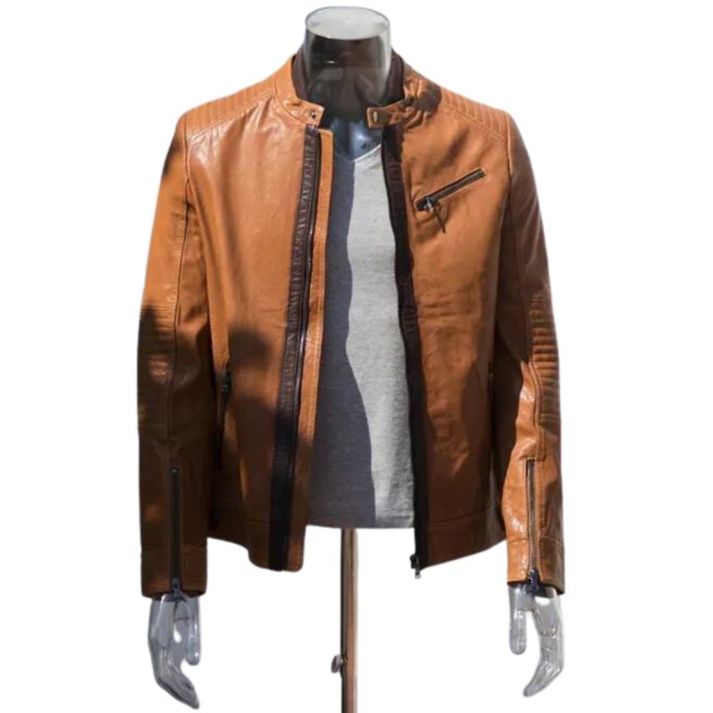 Amber Brown Men’s Vintage Leather Jacket