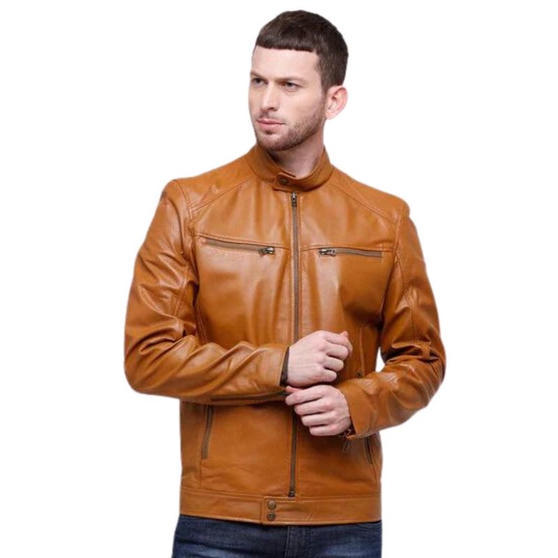 Brown Leather Biker Jacket