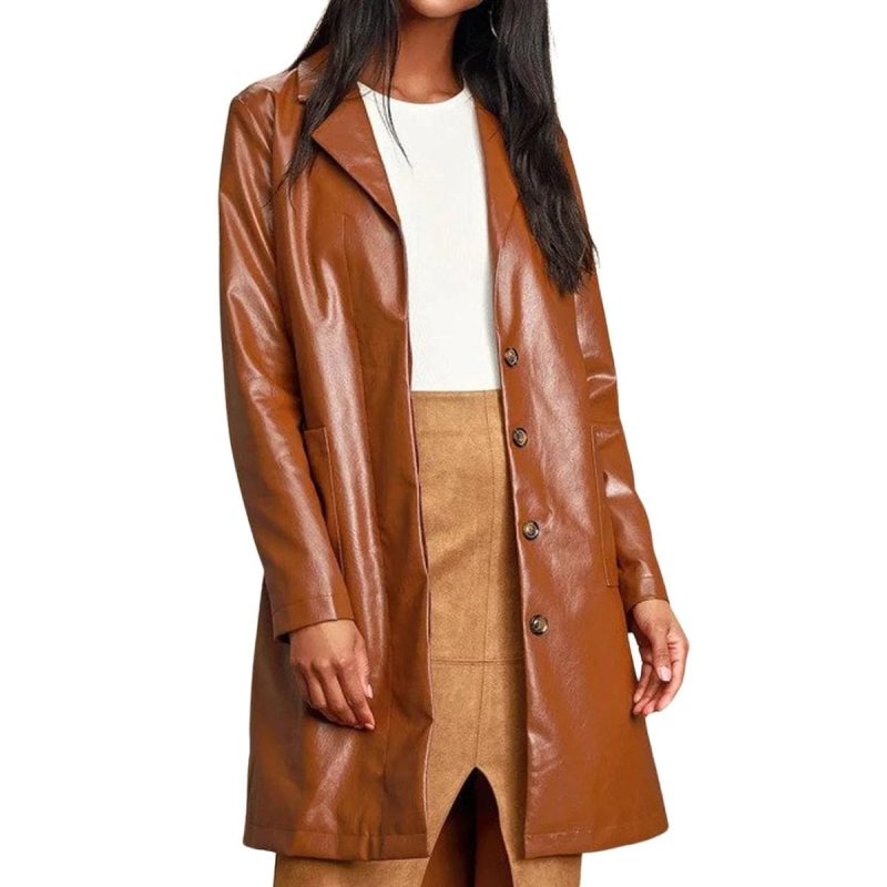 Caramel Long Leather Trench
