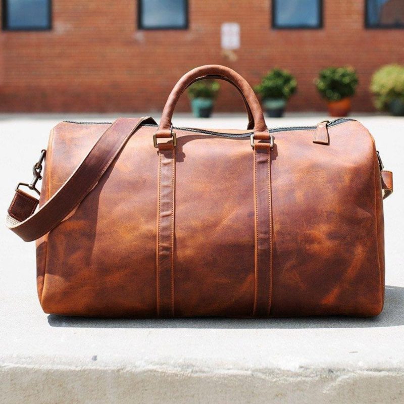 Darrio Brown Leather Duffle Bag