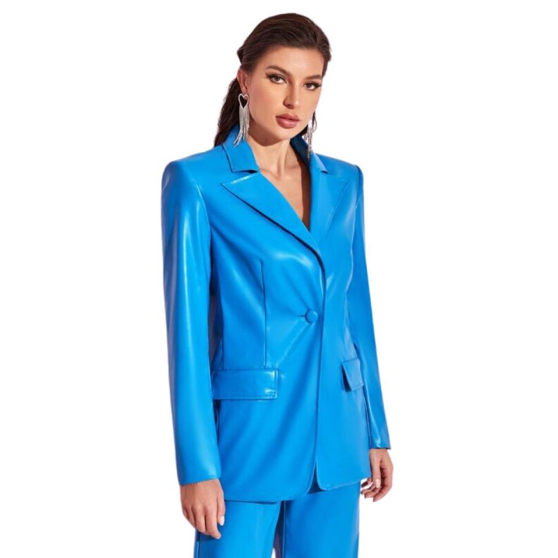 Metallic Leather Blazer for Women