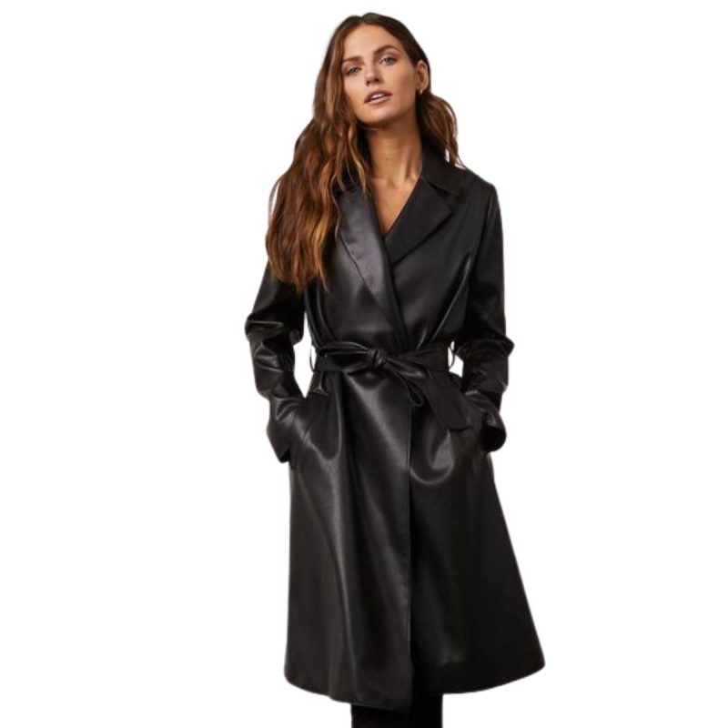 Onyx Aura Women’s Sleek Leather Coat