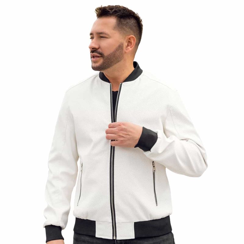 Pure Platinum White Leather Jacket