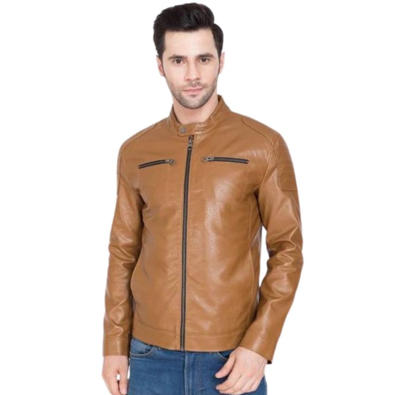 Rustic Brown Men’s Leather Biker Jacket