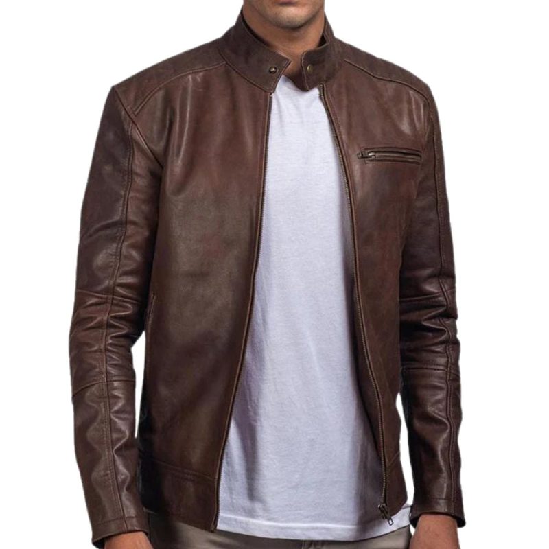 Tailored Beige Men’s Leather Jacket