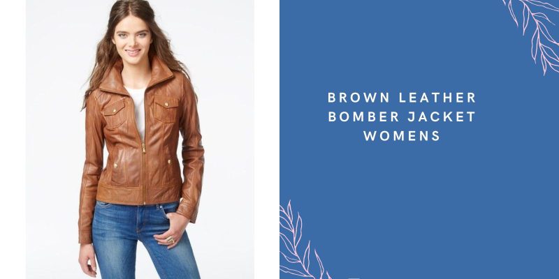 brown leather bomber jacket womens