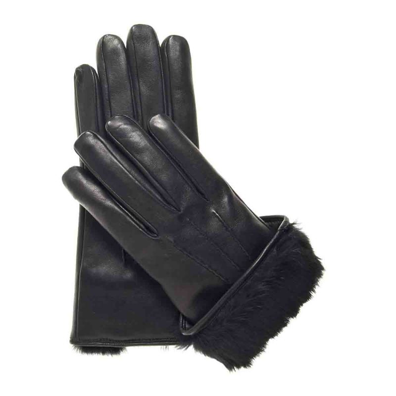Arctic Luxe Black Leather Gloves