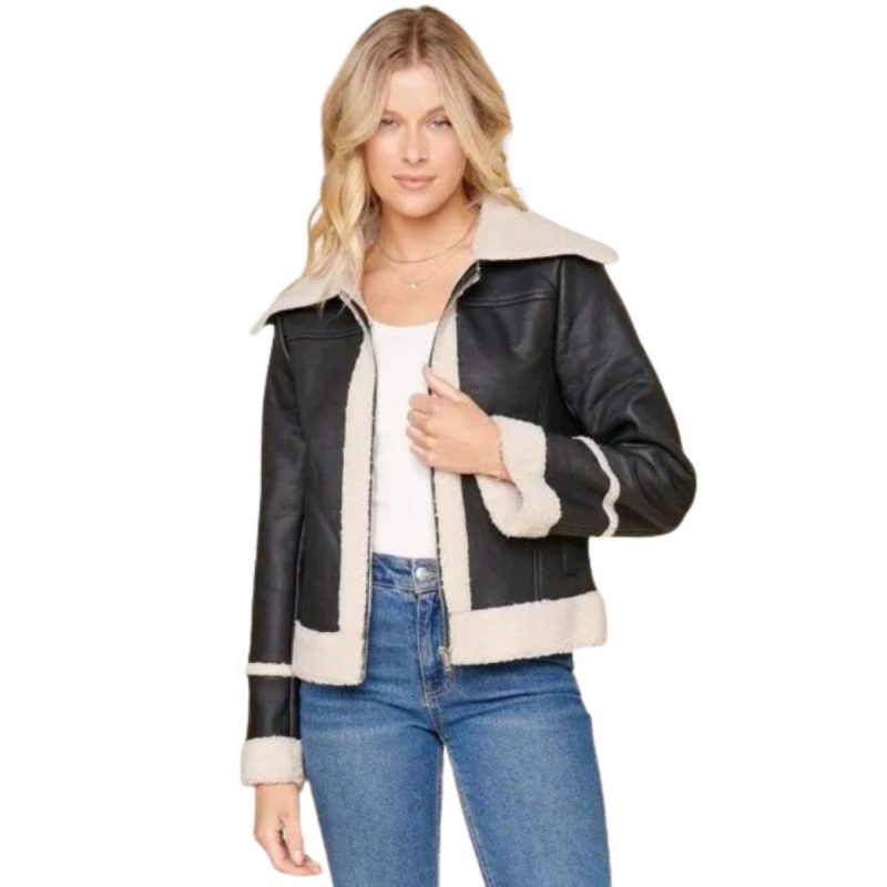 Arctic Luxe Faux Fur Trim Aviator Jacket