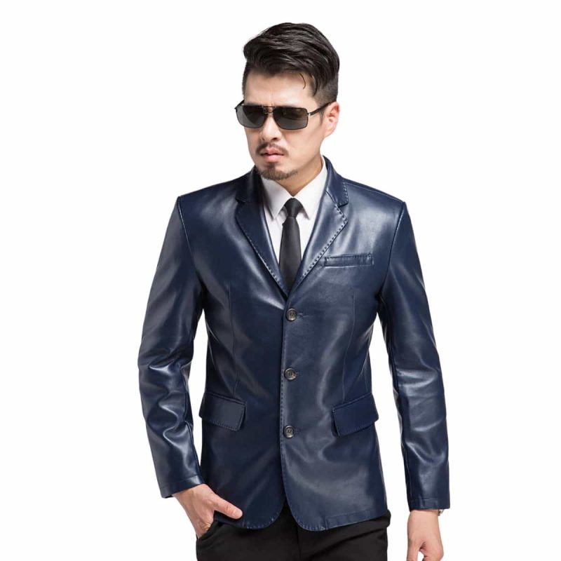 Blue Kilroy Lambskin Leather Blazer