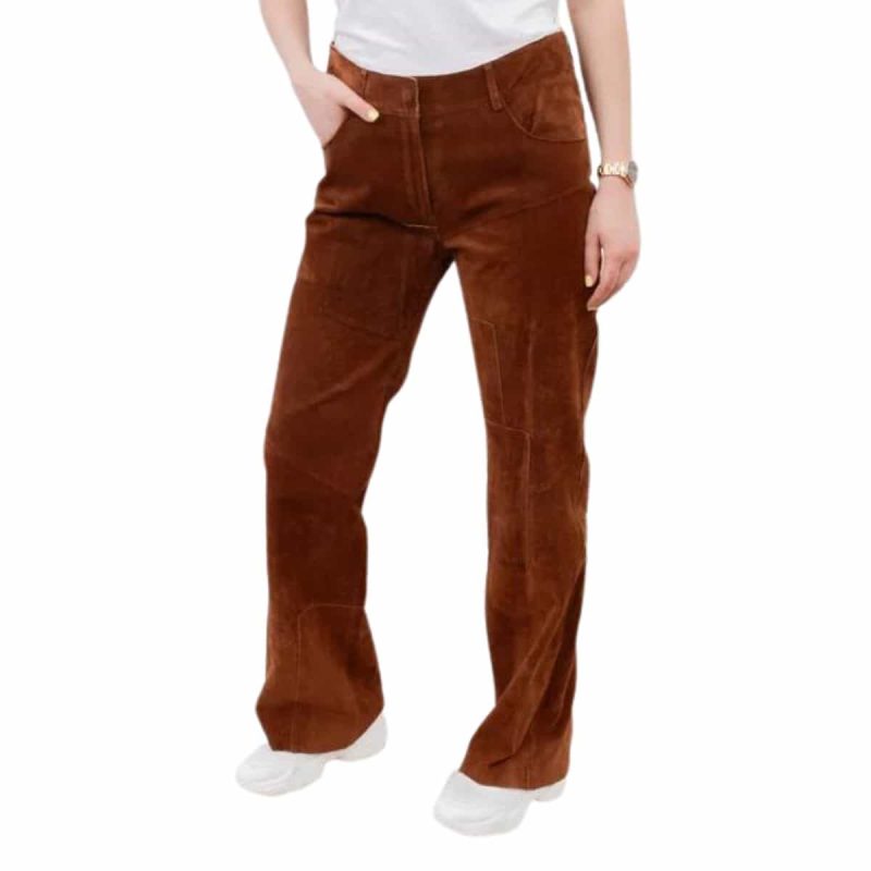 Bootcut Patched Suede Leather Pant