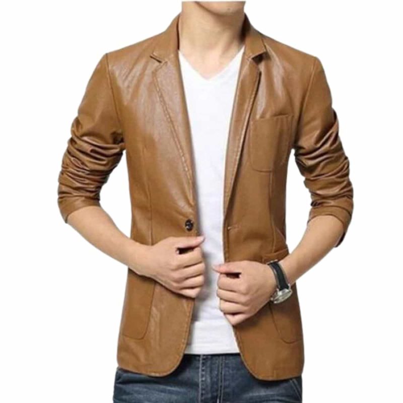 Brown Men’s Leather Blazer