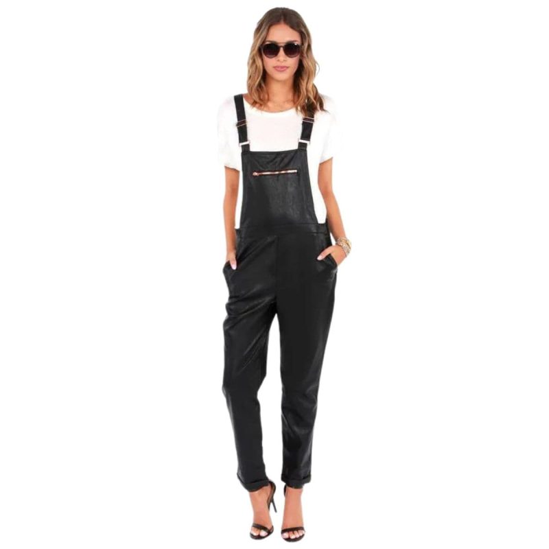 Chic Leather Overall Blazer for Women