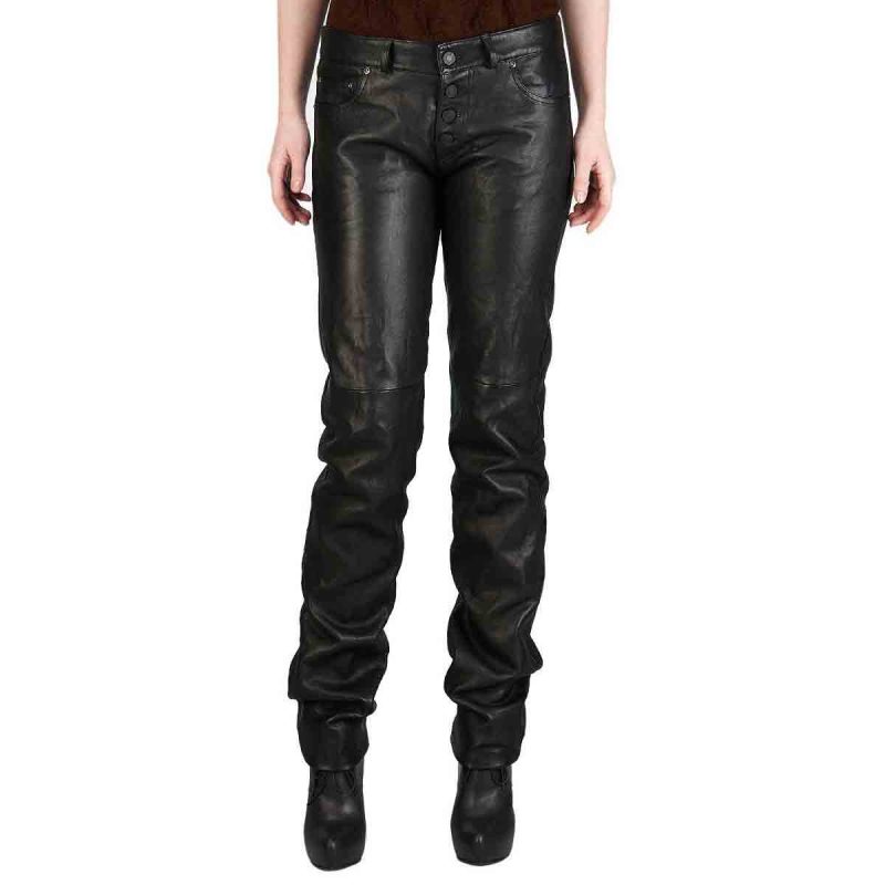 Curve Leather Black Jeans