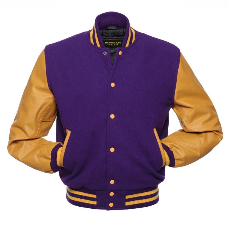 Edgy Leather Sleeve Varsity Jacket