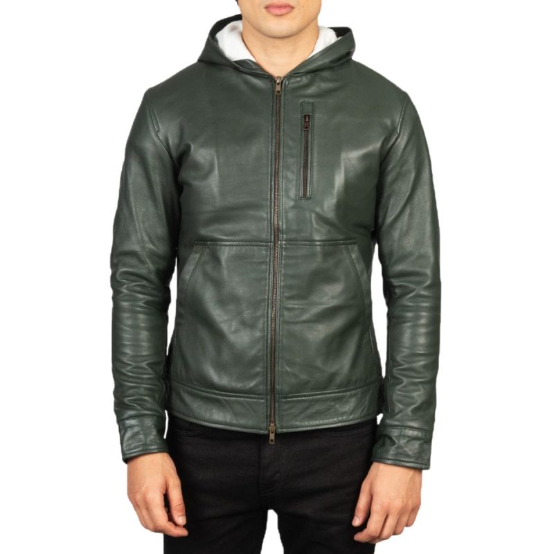 Forest Explorer Leather Jacket With Hood
