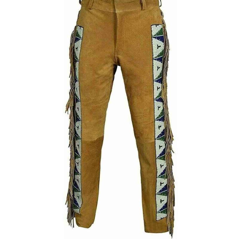 Fringes And Beads Suede pants