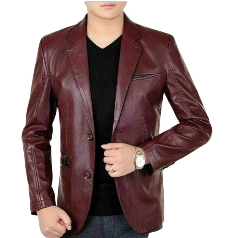 Radaron Maroon Leather Blazer