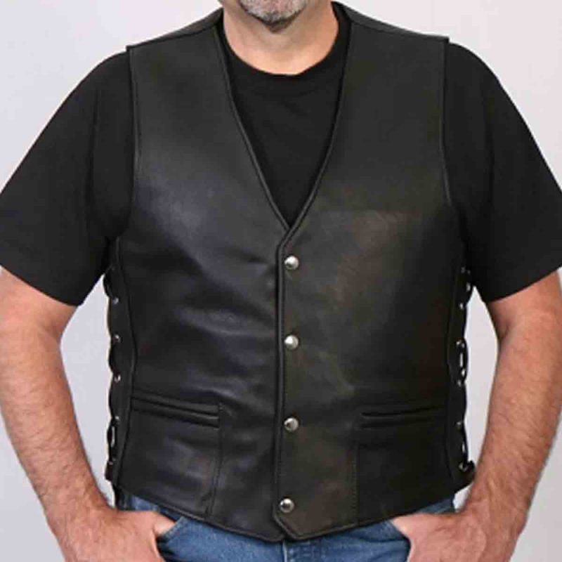 Rugged Black Leather Men’s Vest