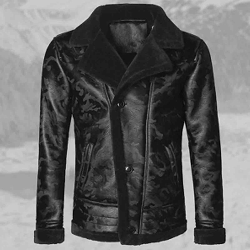 Sleek Camo Leather Jacket