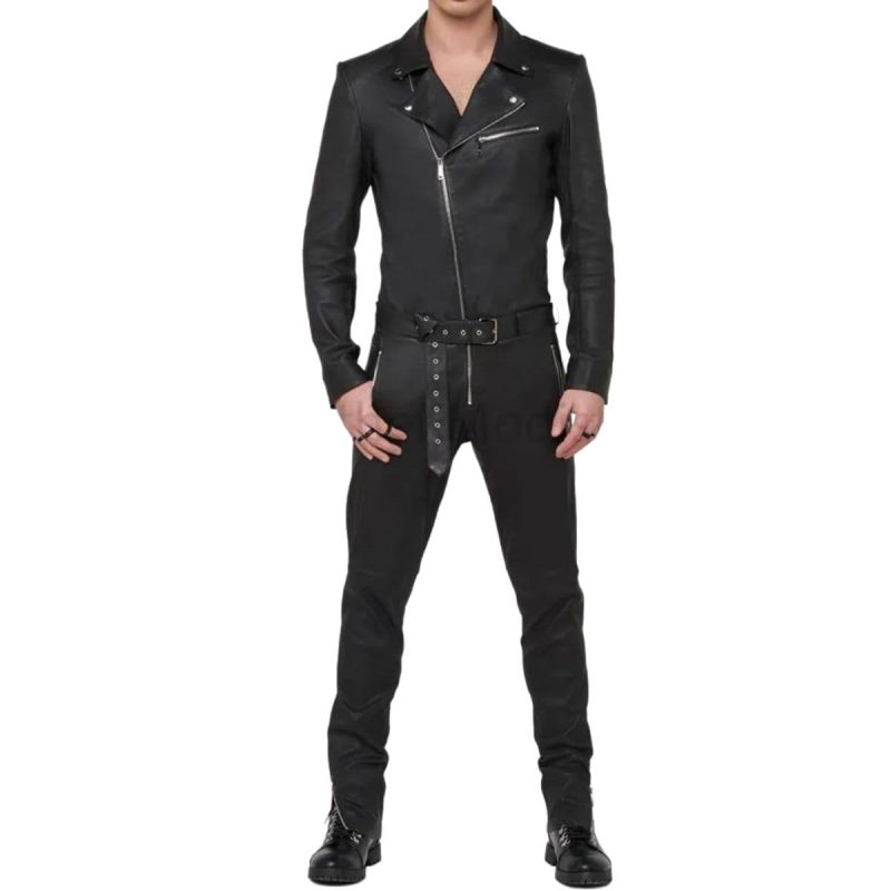 Sleek Chic Men’s Leather Overalls