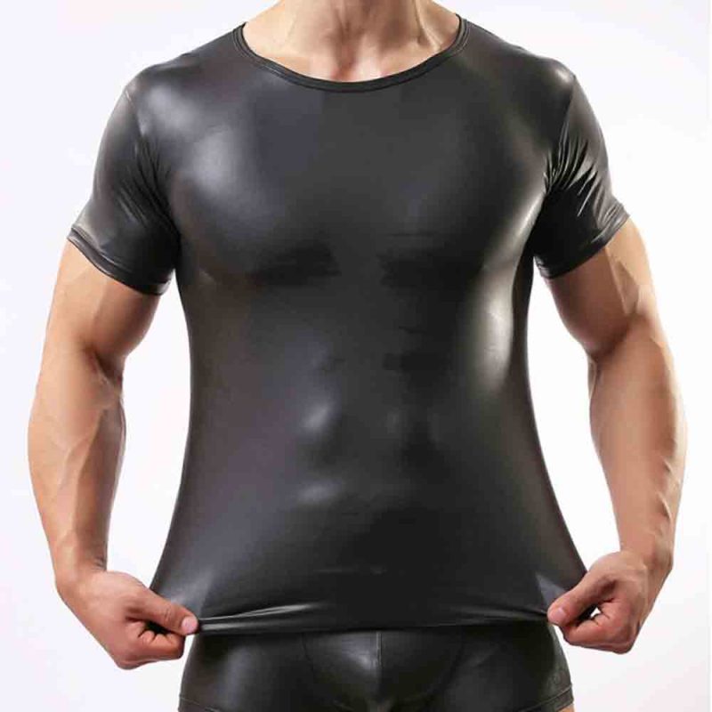 Sleek Rebellion Men’s Leather T-Shirt