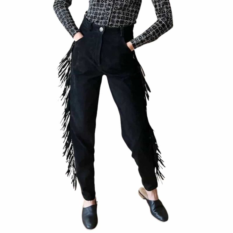 Suede Fringe Concho Western Pants