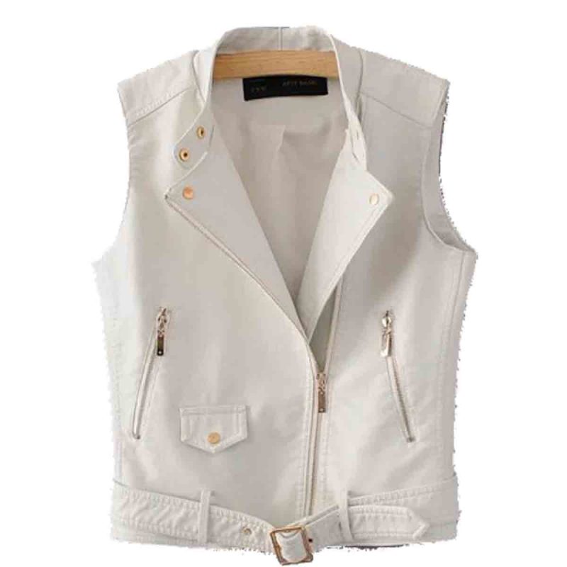 White Leather Vest for Women