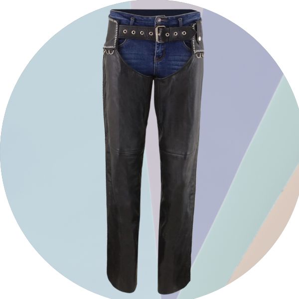 Authentic Black Leather Chaps