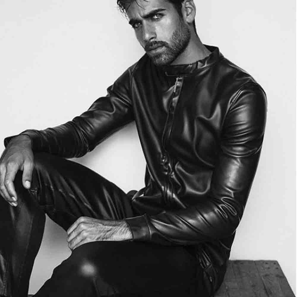 Black Leather Motorcycle Shirt