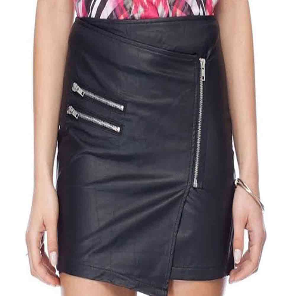 Dual Zip Chic Leather Skirt