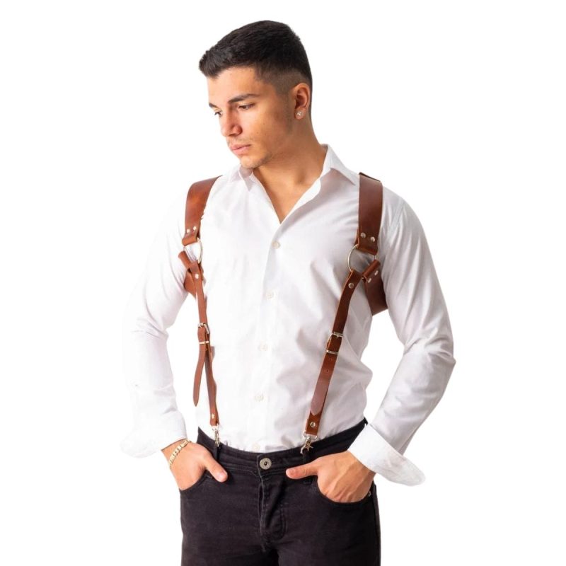 Earthen Charm Leather Suspenders