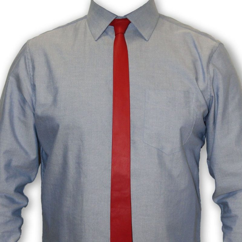 Red Necktie Leather Tie
