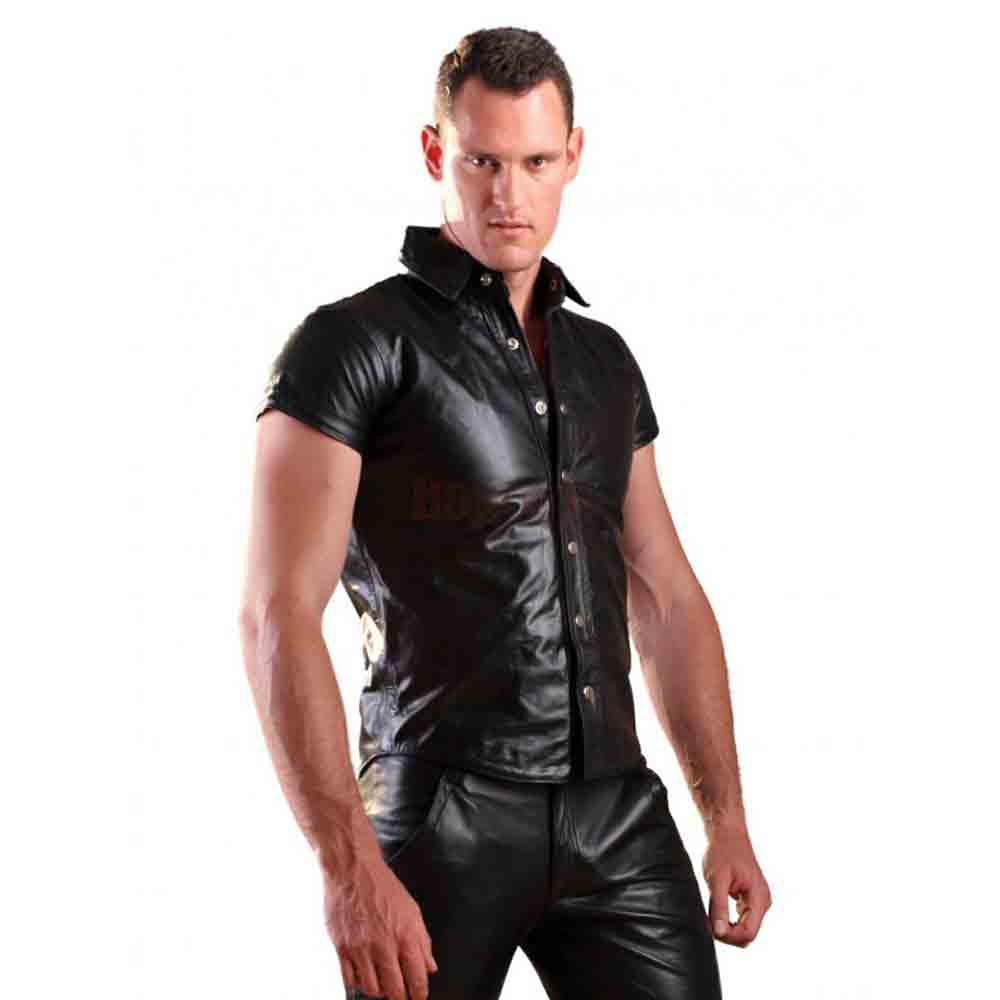Short Sleeve Leather Shirt