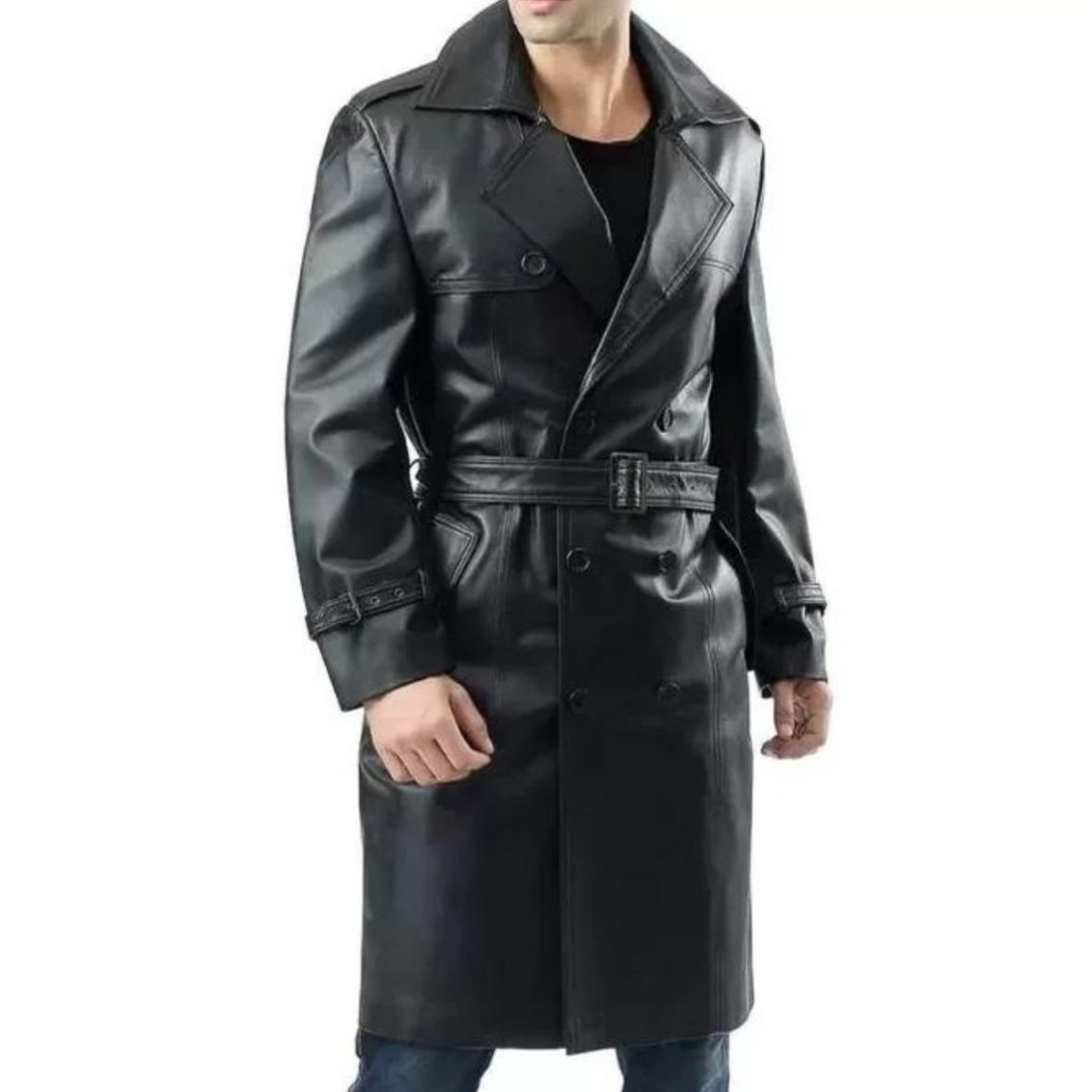 Cowhide Black Leather Coat