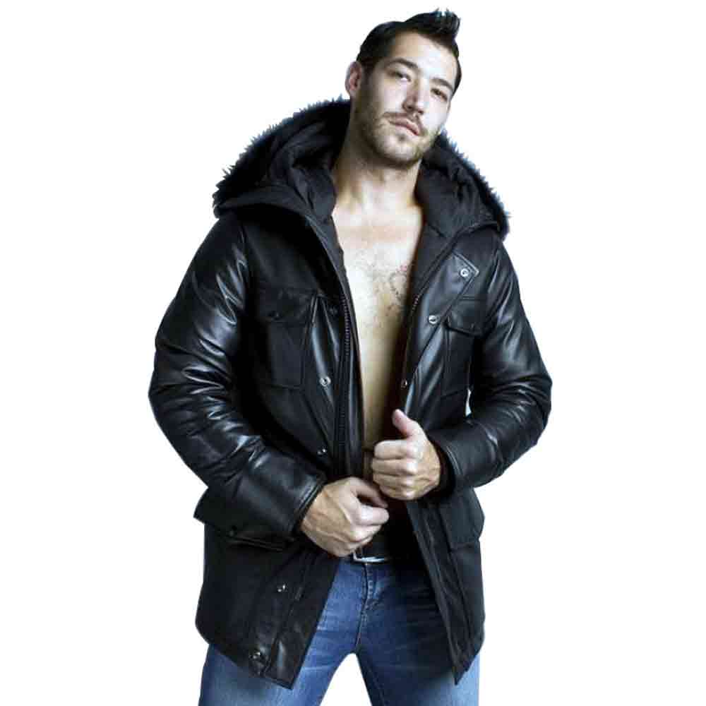 Arctic Fusion Leather Parka Jacket