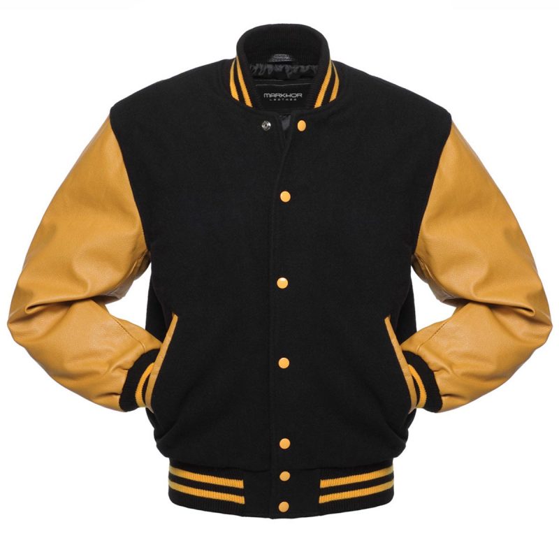 Crest Golden Leather Varsity Jacket
