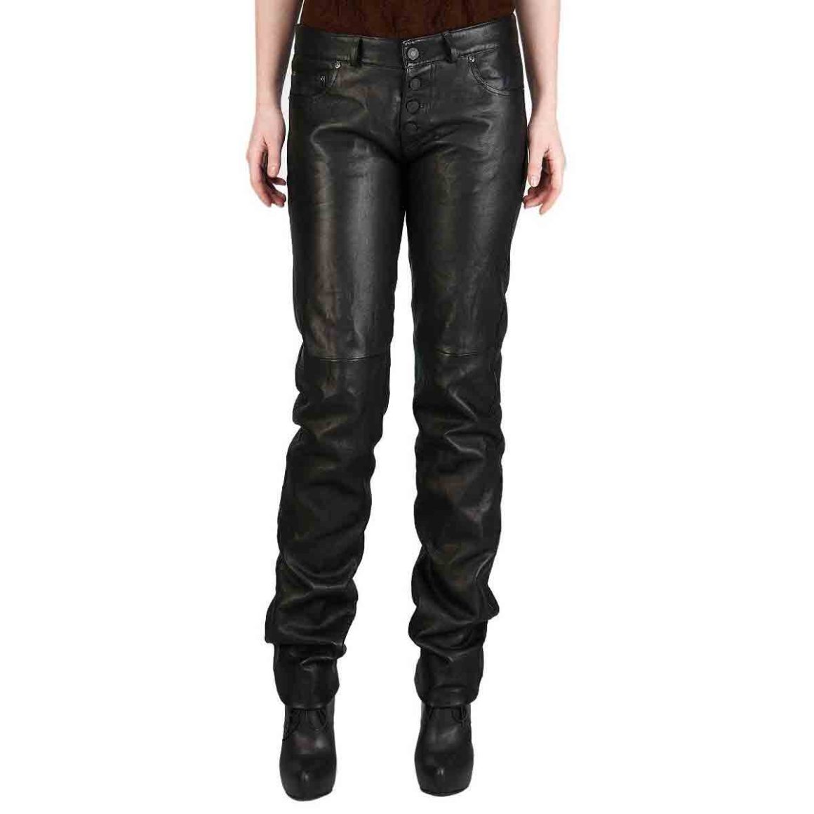 Curve Leather Black Jeans
