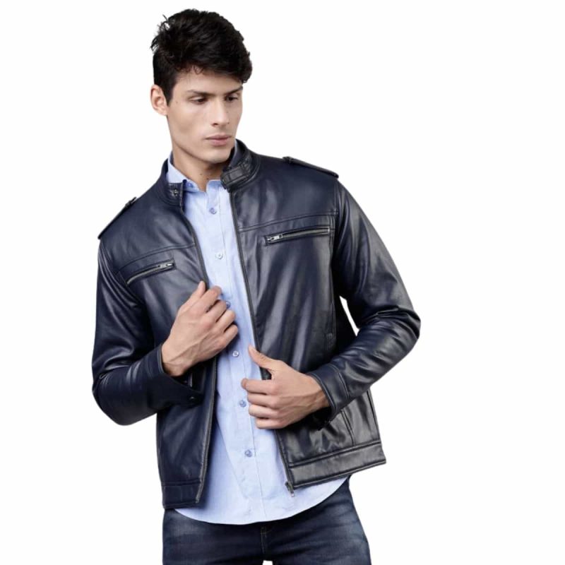 Locomotive Navy Blue Biker Jacket