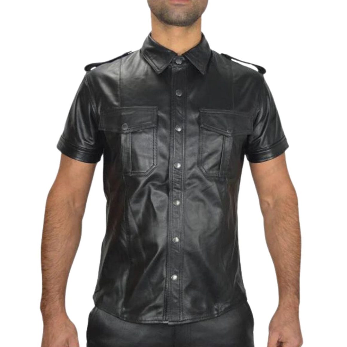 Military Men’s Leather Shirt