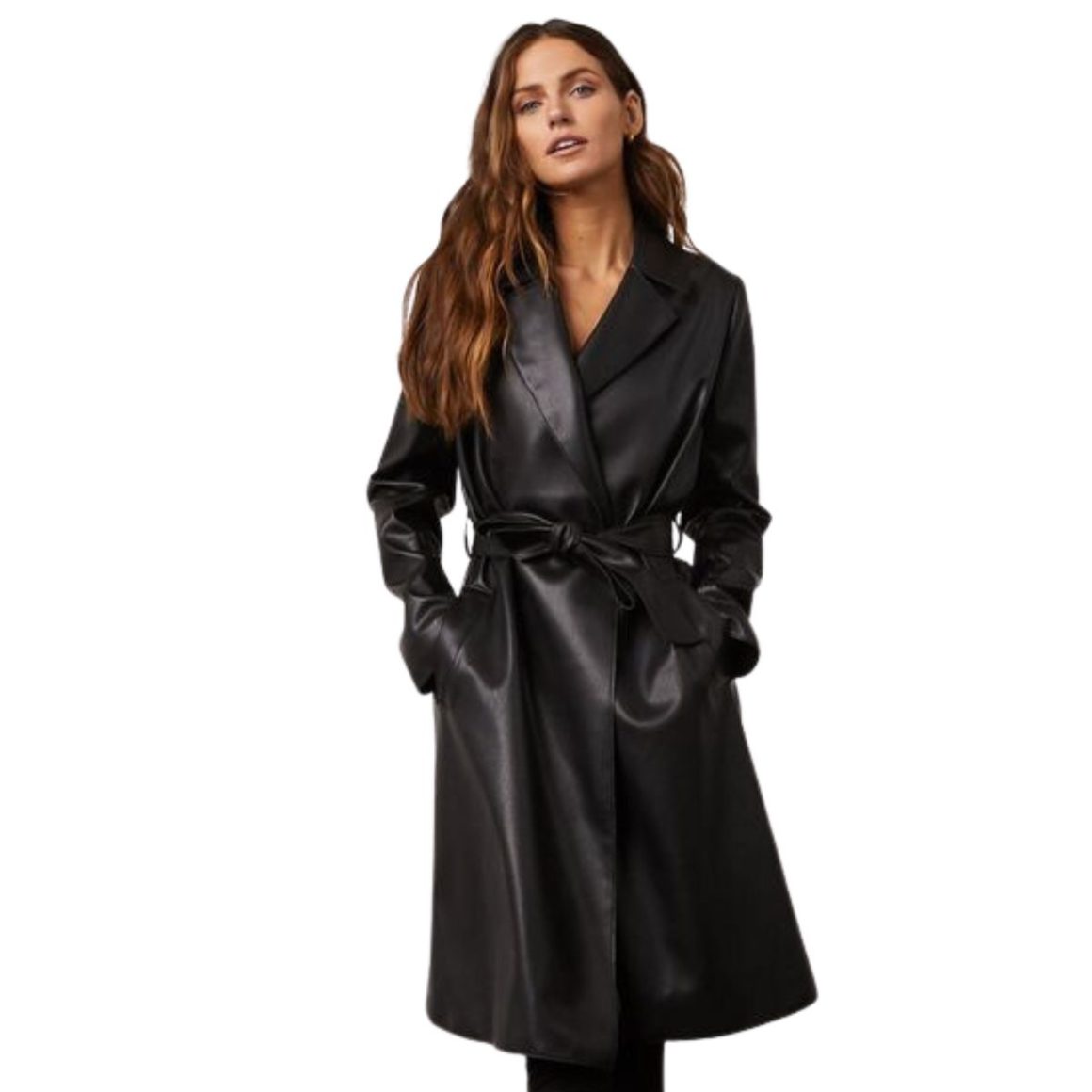 Onyx Aura Women’s Sleek Leather Coat