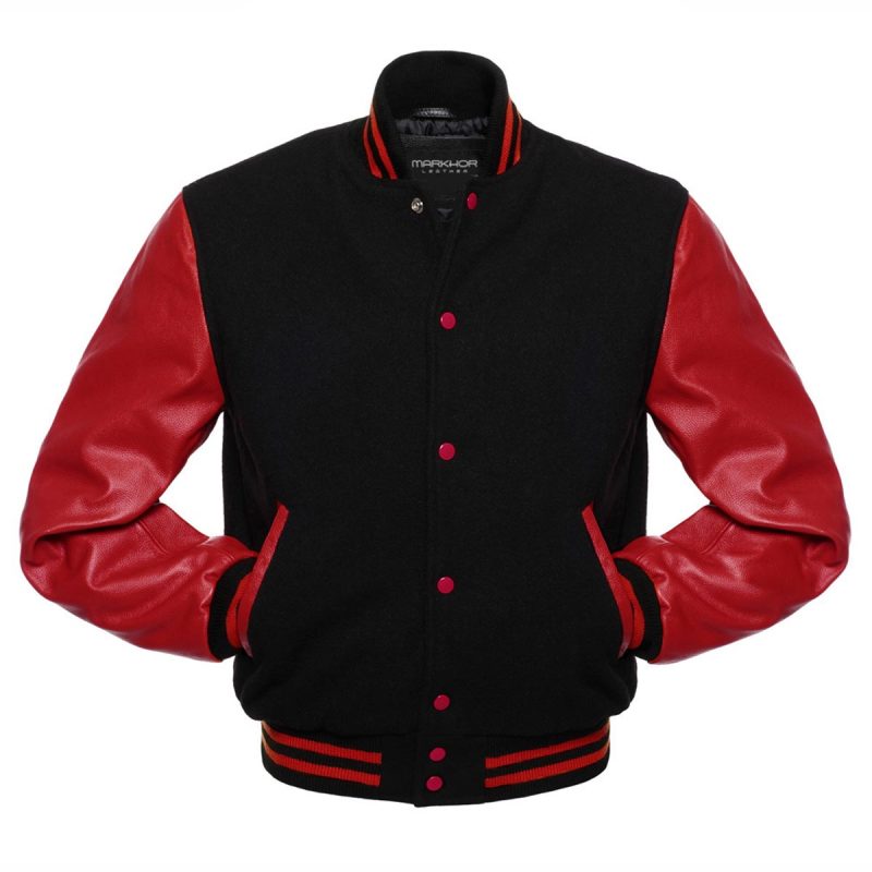 Scarlet Leather Varsity Jacket