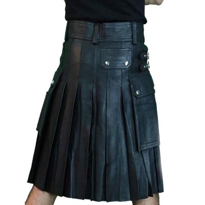Leather Twin Cargo Pockets kilt