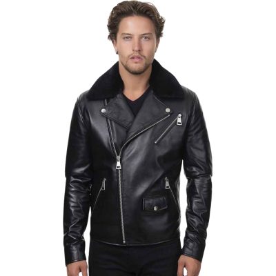 Stealthy Black Mens Leather Jacket