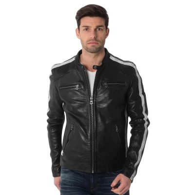 Striped Chase Leather Jacket